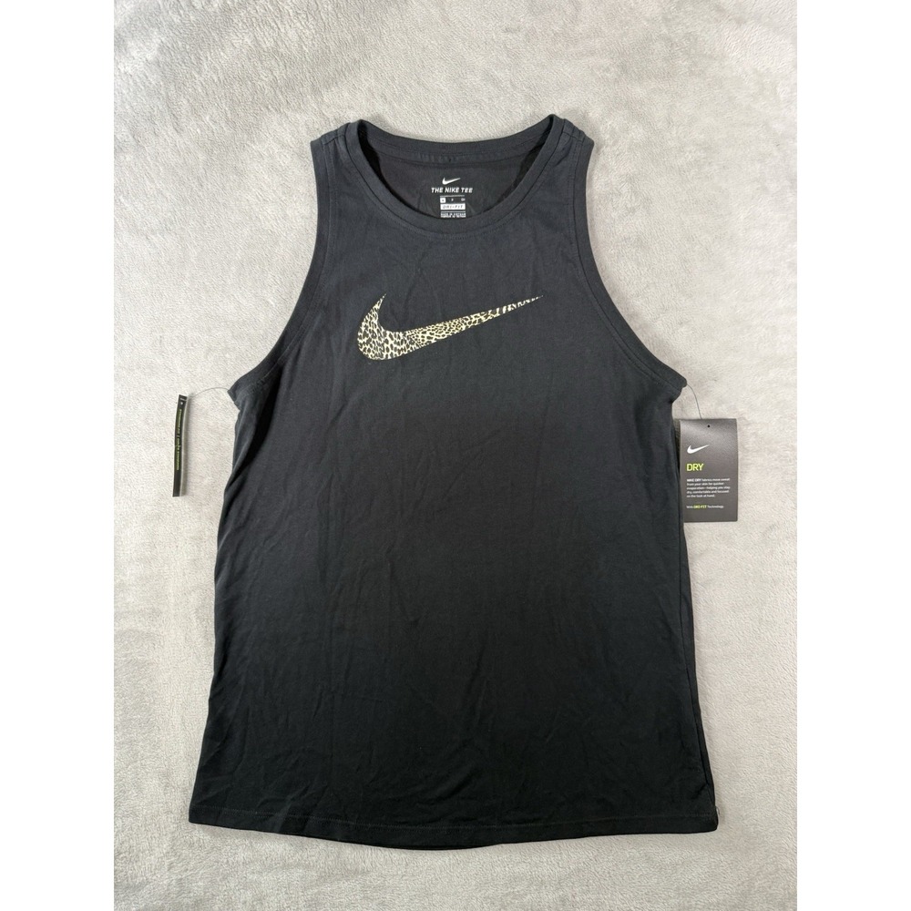 Nike Tank Top Women's Small Black Dri-Fit Training Cheetah Swoosh NWT
